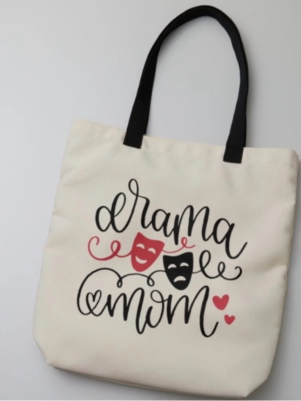 Drama Mom Canvas Tote Bag in Cream Theater